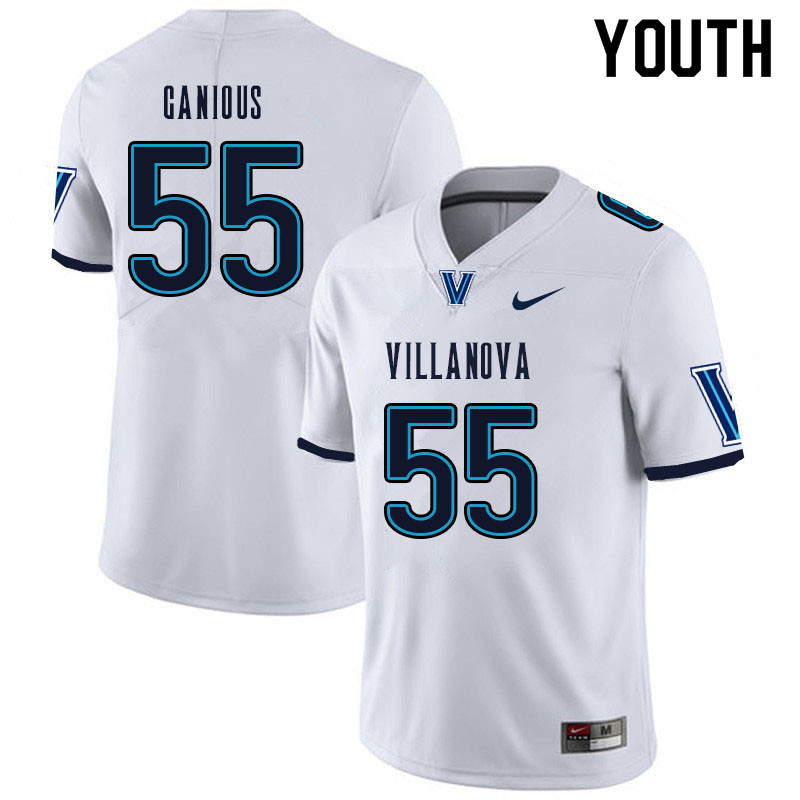 Youth #55 Bryce Ganious Villanova Wildcats College Football Jerseys Sale-White - Click Image to Close